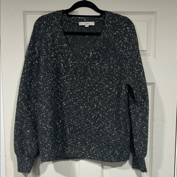 LOFT Sweaters - LOFT Charcoal and Cream Knit Sweater